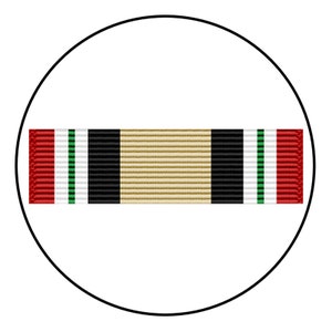 Nastro della campagna irachena / Adesivo / Militare / Premio / 2,25", 3", 4,5" di diametro. Sono disponibili adesivi circolari / Premio militare