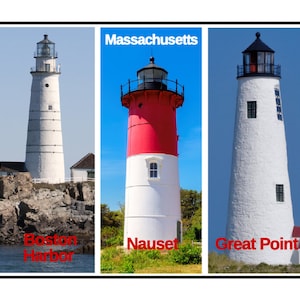 Leuchttürme | Aufkleber | Zustand | Massachusetts | 3 Orte | MA | 3x3.75", 3x5", 3x7", 4x6" Rectangle Stickers Available | MA