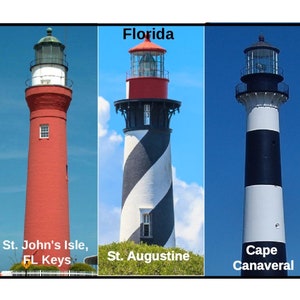 Leuchttürme | Aufkleber | Zustand | Florida | 3 Orte | FL | 3x3.75", 3x5", 3x7", 4x6" Rectangle Stickers Available