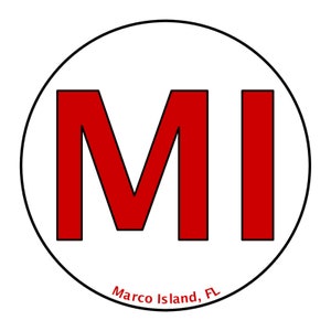 Marco Island | Aufkleber | Zustand | Florida | Strände | 1 "(48), 2,25 "(20), 2,25", 3", 4,5", 5,5" Kreis / Starburst Aufkleber verfügbar | FL