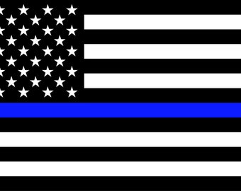 Amerikanische Flagge | Aufkleber | Schwarz, Blaue Streifen | Polizei | 3x3.75", 3x5", 3x7", 4x6" Rectangle Stickers Available | Polizei | Ersthelfer