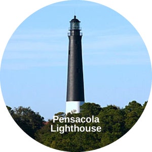 Pensacola Leuchtturm | Aufkleber | Zustand | Florida | NAS Pensacola | 2,25 ", 3 ", 4,5 "Durchmesser Kreis Aufkleber verfügbar | Naval Air Museum "