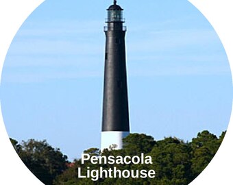 Latarnia morska Pensacola | Naklejka | Stan | Floryda | NAS Pensacola | Dostępne naklejki w kształcie koła o średnicy 2,25&quot;, 3&quot;, 4,5&quot; | Naval Air Museum