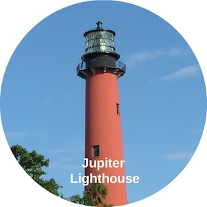 Jupiter Leuchtturm | Aufkleber | Zustand | Florida | Jupiter Einlass | 2,25 ", 3 ", 4,5 "Durchmesser Kreis Aufkleber erhältlich | FL