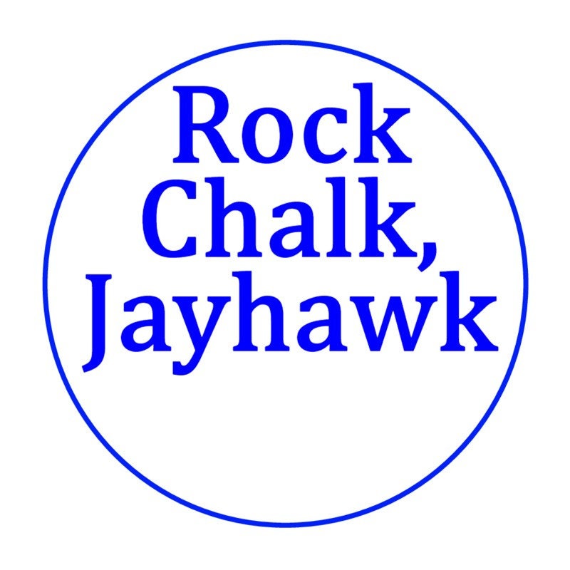 Rock Chalk Jayhawk | Stickers | Kansas Univ. | Cheer | Blue | 1"(48), 1.75"(20), 2.25", 3", 4.5", 5.5" Circle/Starburst Stickers Available