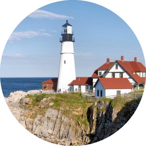 Portland Head Light House / Adesivo / Stato / Maine / Cape Elizabeth / 2,25", 3". Disponibili adesivi circolari da 4,5", 5,5" di diametro / ME