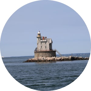 Racerock | Sticker | Staat | New York | Licht huis | Lang Eiland | NYC | 2,25 ", 3", 4,5 ", 5,5" diameter cirkelstickers beschikbaar | NY