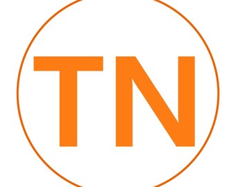 Tennessee | Stickers | State | TN | Letter ID | Orange | 1&quot;(48), 1.75&quot;(20), 2.25&quot;, 3&quot;, 4.5&quot;, 5.5&quot; Circle/Starburst Stickers Available | Vols