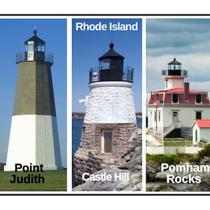 Leuchttürme | Aufkleber | Zustand | Rhode Island | 3 Orte | RI | 3x3.75", 3x5", 3x7', 4x6" Rectangle Sticker Available