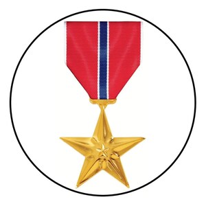 Étoile de bronze | Autocollants | Récompense militaire | Bravoure | Autocollants circulaires de 2,25 po. 3 po. 4,5 po. de diamètre disponibles | Militaire