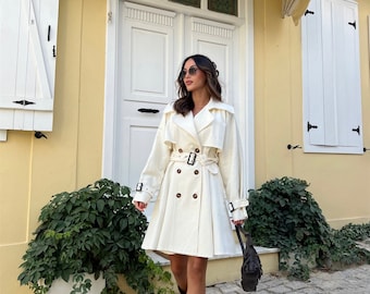 Coton Pleated Trench Coat