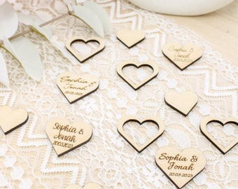 Personalisierte Herzen Hochzeit mit Name und Datum | Tischdeko Hochzeitstisch Streudeko