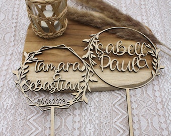 Cake Topper Wedding with name and date made of wood | personalized cake topper wedding cake topper