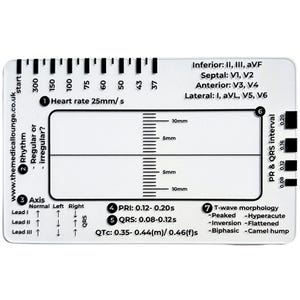 Transparent Ecg 7-Step Study Ruler – Pocket-Sized Card For Learning Ecg Patterns