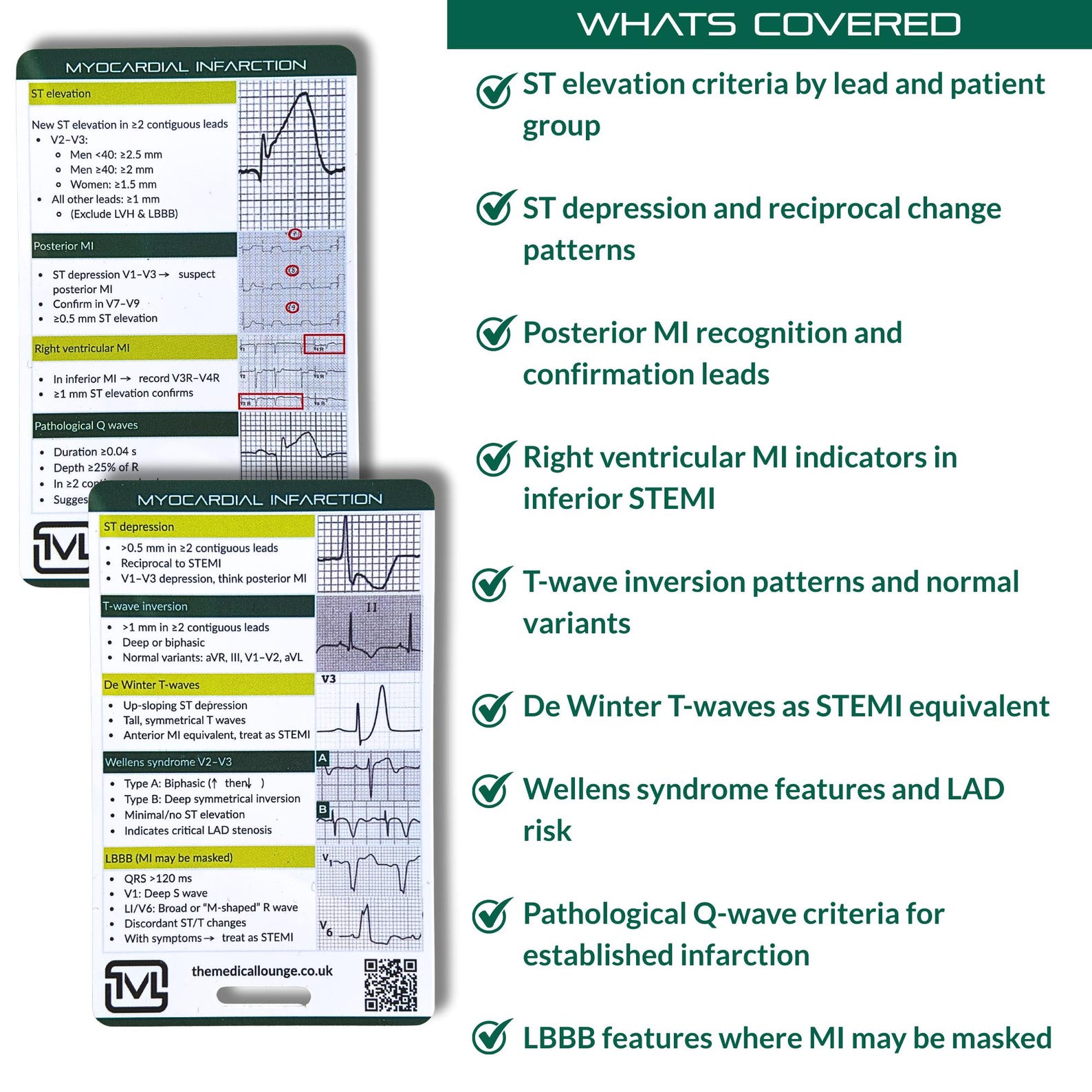 Ecg First Aid Myocardial Infarction Ecg Reference Card | Ecg Study & Revision Aid for ...