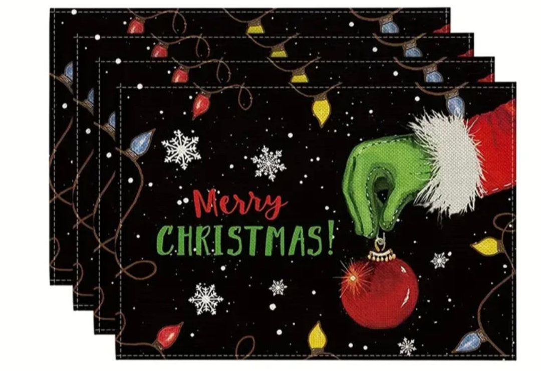 Christmas Linen Placemats Merry Christmas Them Table Mat for Etsy