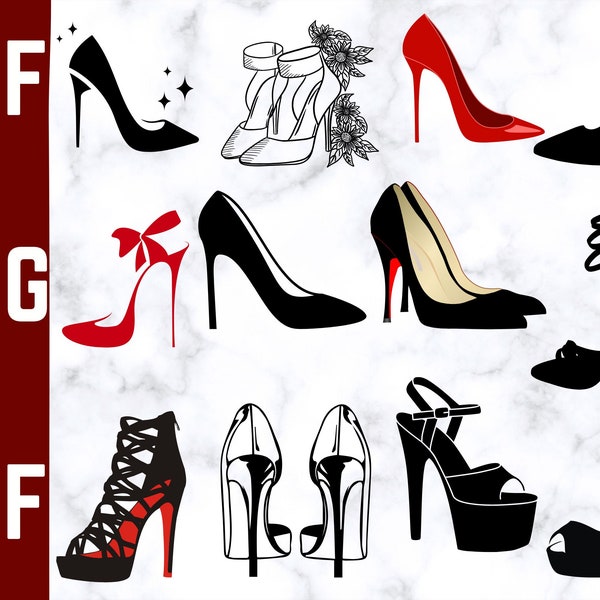 Heels SVG , High Heels svg , Women Shoe svg , Cut File Cricut ,Silhouette , Red high heel shoes svg ,png,red heels svg,shoes,