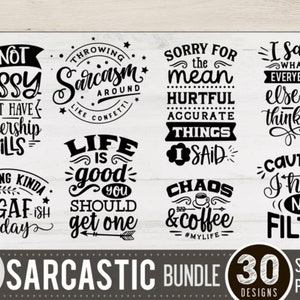 Sarcastische bundel 30 ontwerpen Svg Eps Dxf Png, grappige sarcastische svg, sarcastische Svg-bundel, bundel lettertypen svg, bestanden voor cricut, citaten Svg