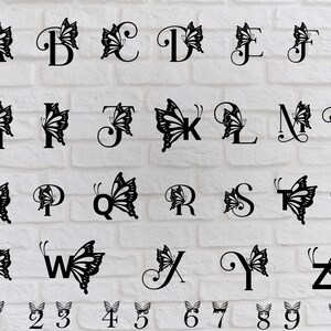 Ensemble papillon monogramme SVG, monogramme alphabet papillon, police monogramme, police Svg monogramme, monogramme Alphabet Svg