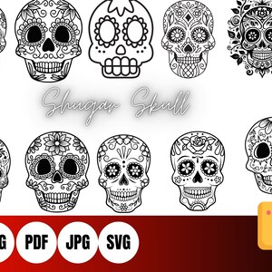Zuckerschädel geschnitten Datei, Zuckerschädel Silhouette, Schädel Clipart, Schädel-Bundle-Svg, Zuckerschädel Png, Zuckerschädel Schnittdateien, Tag der Toten svg