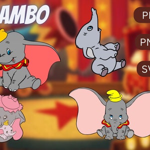 Dumbo Svg Bundle, Dumbo Svg, Dumbo Png, Dumbo Clipart, Elefante Svg, Cartoon Svg, clipart bambino elefante, clipart elefante carino, elefante Dumbo svg