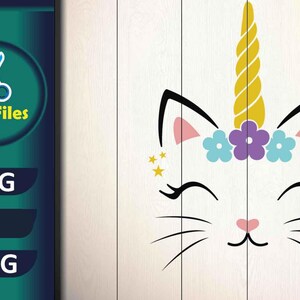 Katzenhorn svg. Einhorn svg. Caticorn Schnittdatei. Krone svg. Dateien für Cricut. Katzenhorn Clipart. Katze SVG. Druckbare Katze. Katzen Gesicht svg. Party