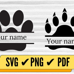 Tiger Paw SVG, Tiger Paw Print SVG-bundel, PNG, PDF Animal Footprint SVG Tiger Paw Vector voor Cricut, Tiger Paw Footprint Outline