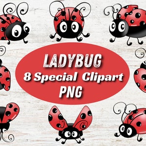 Clipart di coccinella carina, Clipart di sublimazione di insetti, Clipart di farfalle, Clipart di insetti da giardino, Clipart di insetti, Coccinella, Ape, PNG a strati