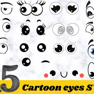 Pacchetto SVG occhi di cartone animato, pacchetto Svg di occhi di fumetti, occhi finti, Out Line, occhi di cartone animato Png, occhi SVG occhi di cartone animato SVG per circuito