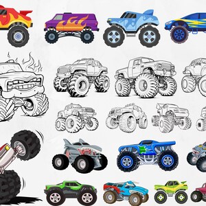 Pacchetto vettoriale Monster Truck, vettore camion, vettore veicolo, vettore fuoristrada, camicia Monster Truck, auto da corsa
