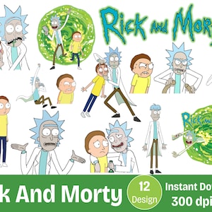 Rick and Morty png Bundle, Funny Cartoon Clipart, Digital Download, Rick Morty png, Sublimation Design, 300 DPI PNG, Printable Stickers