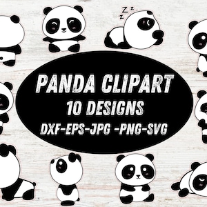 Lindo paquete Panda svg, Kawaii Panda, Panda clipart, Baby panda clipart, Baby Bear svg, Clipart de animales salvajes, Archivos para Cricut Dxf Eps Png