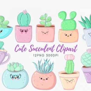Paquete png suculento, paquete png de cactus, paquete png de plantas, png de hojas, cactus boho, arte de pared de cactus, diseño imprimible, imágenes prediseñadas de cactus kawaii