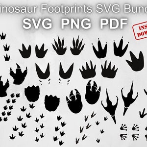 Paquete SVG de huellas de dinosaurio, SVG, PNG para Cricut, Silhouette, paquete de huellas svg, huella de dinosaurio, huella png.