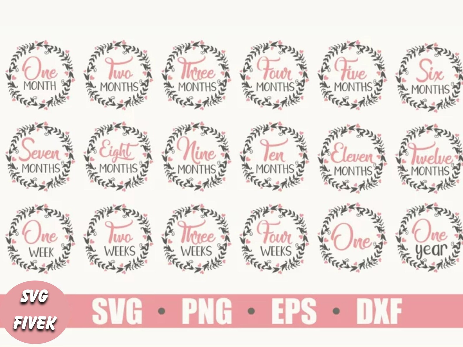Baby Milestone Rounds SVG Bundle Flower Baby Rounds - Etsy UK