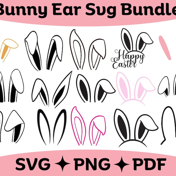 Easter bunny ears svg bundle, Rabbit ear svg, Cricut and silhouette png, Bunny ears svg ,   Rabbit ears svg , Easter crafts , easter svg.