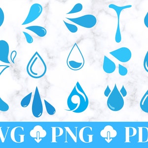 Pacchetto Svg di gocce d'acqua, Goccia d'acqua Svg, Spruzzi d'acqua in formato SVG, Tear Drop in formato SVG, Goccia di pioggia in formato SVG, Splash in formato SVG, Acqua in formato SVG