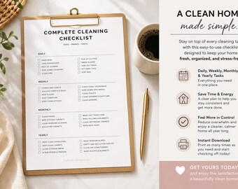 Lista di controllo per le pulizie stampabile - Giornaliera Settimanale Mensile Annuale