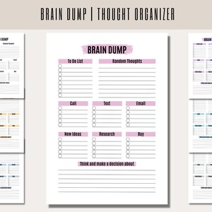 Agenda TDAH Brain Dump, organisateur de pensées, suivi des pensées, agenda d'organisation, analyseur de paralysie et journal des pensées