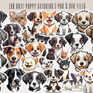 Ultimate Puppy and Dog Fussy cut Stickers clip art dogs Bundle - PNG and SVG Files, Dog stickers Pack Bundle