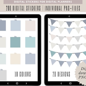 200 Goodnotes Digital Stickers: Colorful Sticky Notes, Memos (Digital Download)