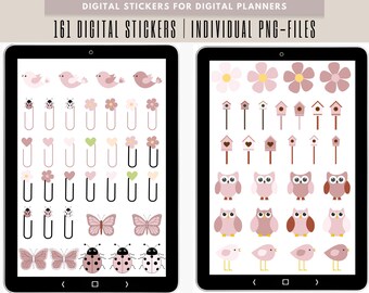 Digital Sticker Kit 161 PNG Stickers Sticky Notes Goodnotes Planner Note Page Kit Instant Download cute sticker bundle