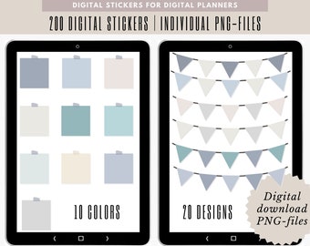 200 Goodnotes Digital Stickers: Colorful Sticky Notes, Memos (Digital Download)