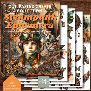 Steampunk Ephemera Collage Book: Whimsical Gears, Industrial Fantasy (Digital Download)