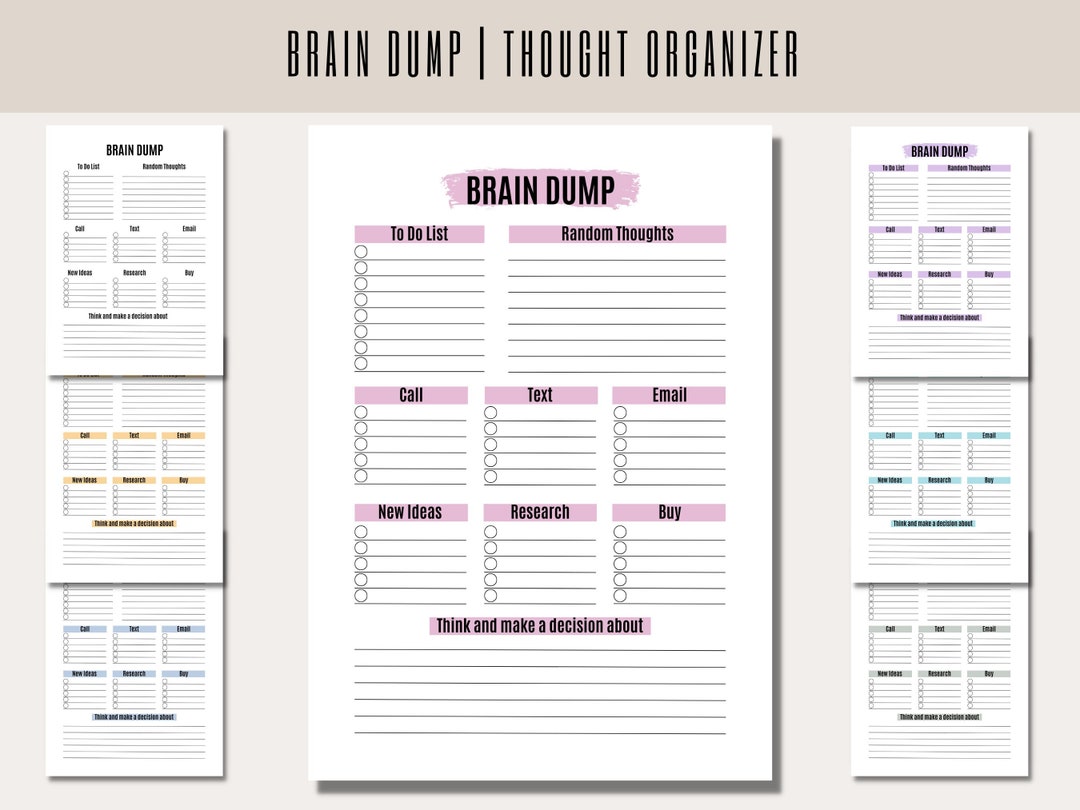 ADHD Brain Dump Planner: Thought Organizer & Tracker (digital Download ...