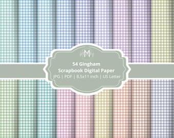Gingham Digital Paper: Pastel Picnic Patterns for Scrapbooking (54 JPGs) (PDF Download)