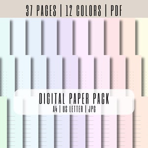 Pastelle Digital Paper Pack - A4, US letter, JPG | Leere, linierte und gepunktete Seiten, Digitale Planer Vorlagen, Goodnotes, Notability, iPad