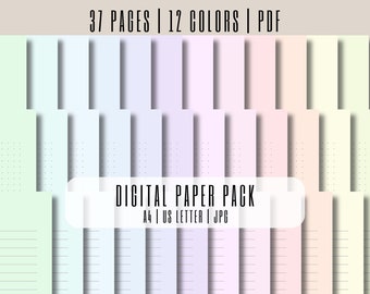 Pastel Digital Paper Pack: Blank, Lined, Dotted (A4, US Letter)