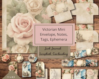 Victorian Ephemera Kit: Mini Envelopes, Tags, Notes (Printable PDF)
