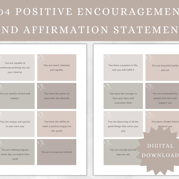 Printable Positive Affirmation Note Cards  Compliment cards Kindness Cards Gratitude Cards Instant Inspirational PrintableCards